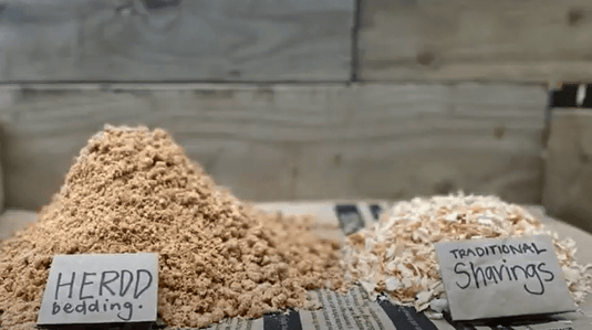 Check out how HERDD horse bedding compares in volume to regular shavings