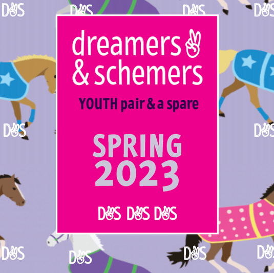 dreamers & schemers Youth Pair & a Spare Daisy Chain Youth Pair & Spare equestrian boot socks boot socks thin socks riding socks pattern socks tall socks funny socks knee high socks horse socks horse show socks